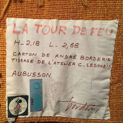 Détail de la tapisserie "La Tour de Feu" d'André Borderie