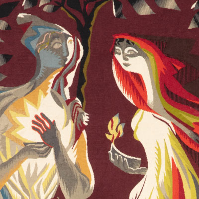 Détail de la tapisserie les Vierges Folles de Marc Saint-Saens