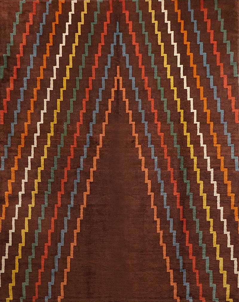 Boccara Artistic Rug – Art Deco Geometrical Brown wool Rug